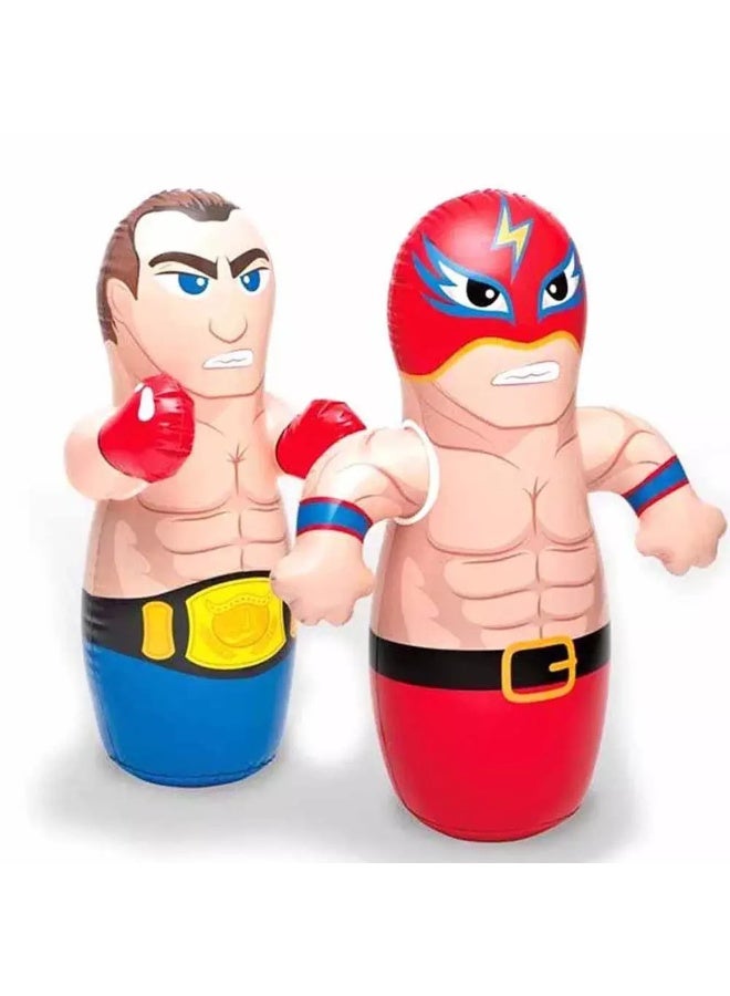Intex Entertainment, Hit Me 3D Bop Bag Blow Up Inflatable Wrestler, Size 91X72cm - Image 1