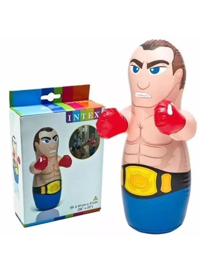Intex Entertainment, Hit Me 3D Bop Bag Blow Up Inflatable Wrestler, Size 91X72cm - Image 3