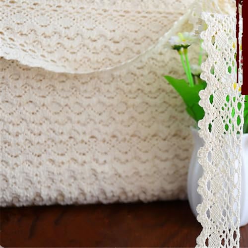 Zthread 10 Yards Cotton Lace Trim Cotton Embroidery Ribbon Sewing Decorating & DIY Craft Supply 1-1/4" Wide 4 Colors (Raw White) - Image 3