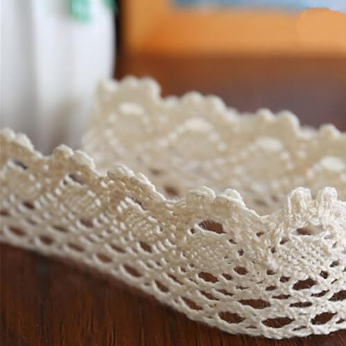Zthread 10 Yards Cotton Lace Trim Cotton Embroidery Ribbon Sewing Decorating & DIY Craft Supply 1-1/4" Wide 4 Colors (Raw White) - Image 2