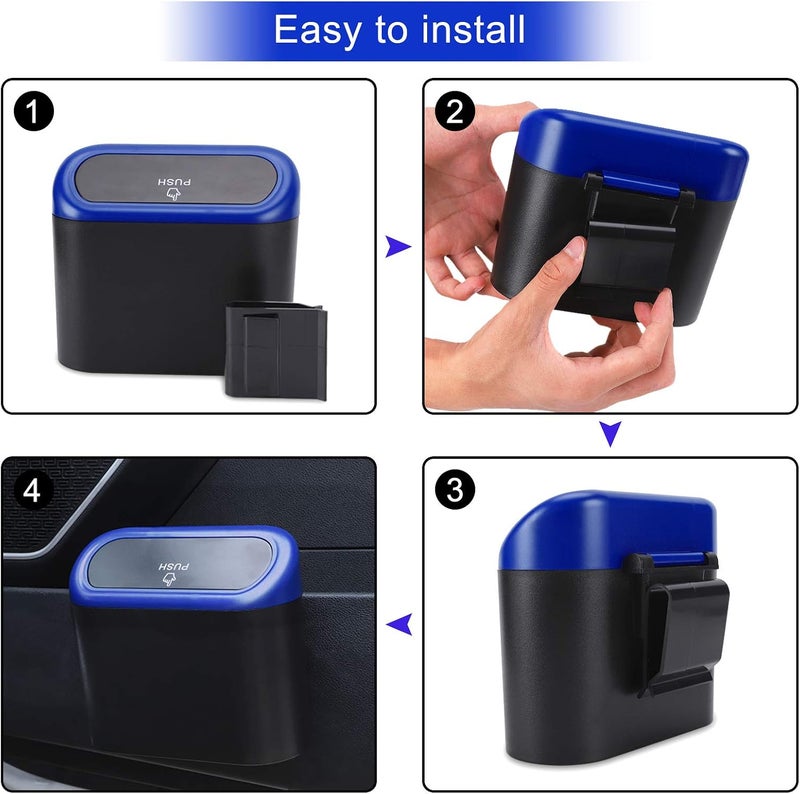 accmor Car Trash Can with Lid, Waterproof Vehicle Trash Bin Car Dustbin Garbage Organizer Storage, 2 Pack Mini Garbage Bin Trash Container for Auto Cars, Home, Office - Image 4