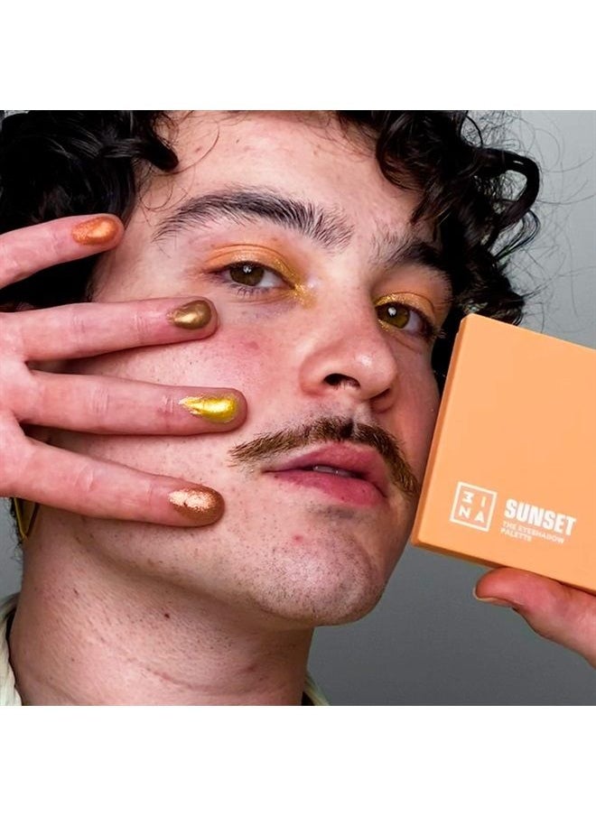 3INA MAKEUP - Vegan - Cruelty Free - The Sunset Eyeshadow Palette - Multicolor - 9 Buildable Longwearing Highly Pigmented Peach, Terracotta and Golden Shades  - Image 4