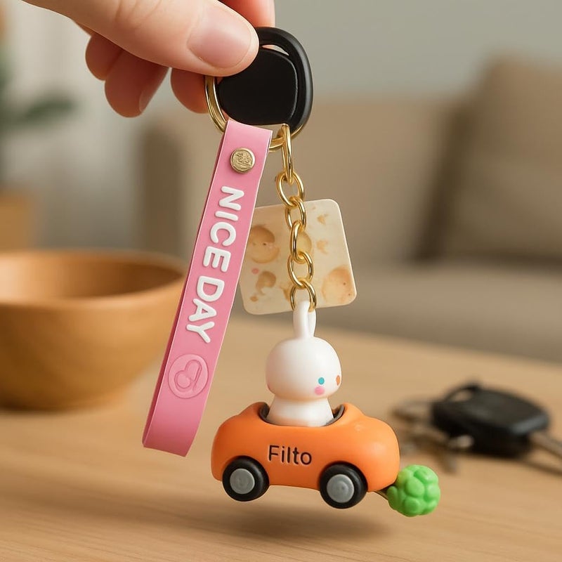 Fitto Cute Orange Animal Car Keychain - Image 1