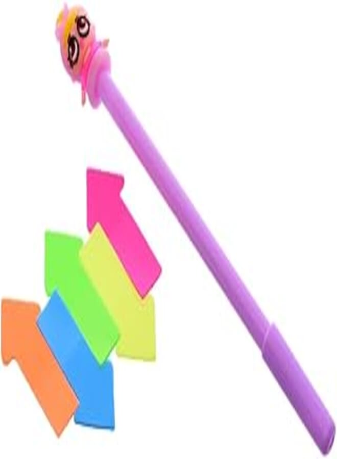 Winbook WN-NF03 Super Sticky Tabs Arrow Shape Pack of 5 Blocks 10 Sheets Per Block Assorted Colors with Cute Blue Ink Pen for Messages, Notes and Tasks - Multi Color