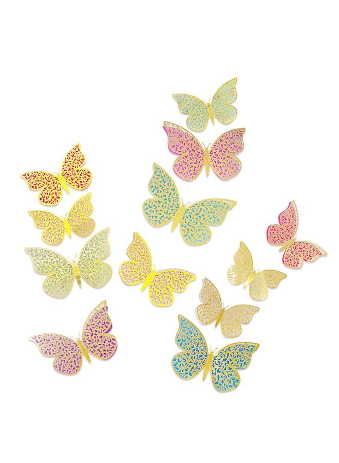 3D Butterfly Wall Decor, 12 Pcs Butterfly Decorations Double Layers Wall Stickers for Party Decorations Baby Show Decorations Wedding Decor Room Dcor DIY Gift  Multiple Colors Randomly - Image 1