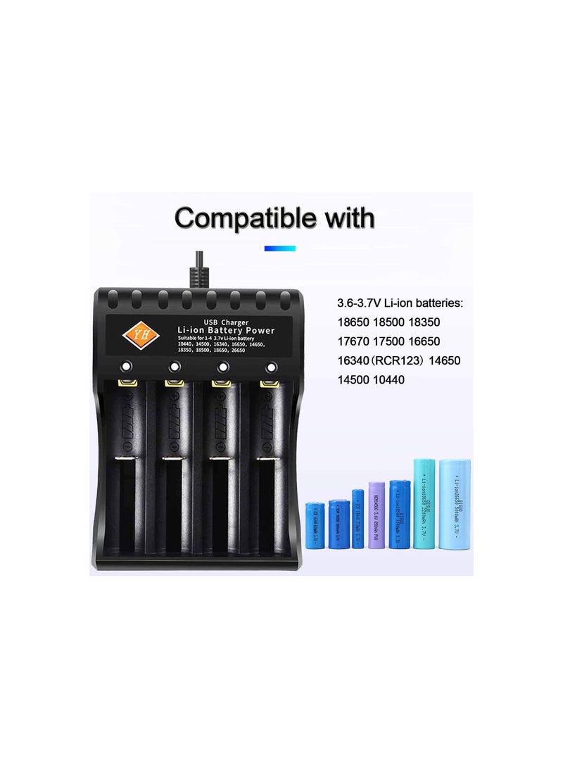 18650 Rechargeable Battery Charger 3.7V Lithium ion Battery Charger for Li-ion 18650,18500,10440,14500,16340,16650,14650,18350,26650 Battery