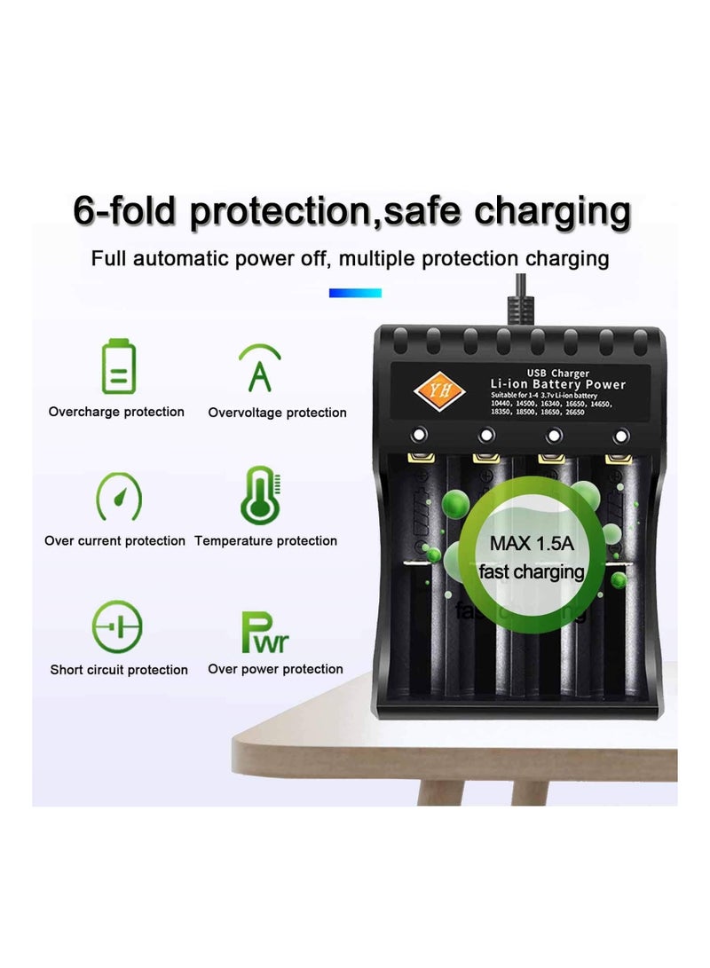 18650 Rechargeable Battery Charger 3.7V Lithium ion Battery Charger for Li-ion 18650,18500,10440,14500,16340,16650,14650,18350,26650 Battery