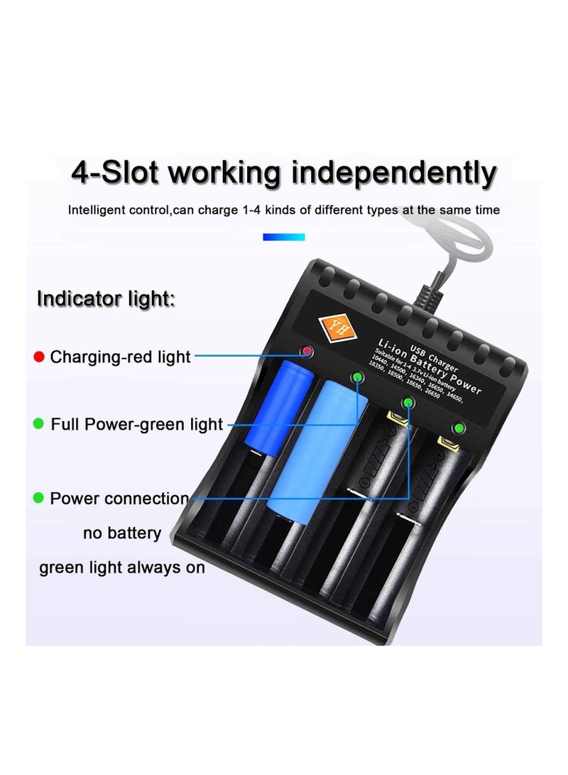 18650 Rechargeable Battery Charger 3.7V Lithium ion Battery Charger for Li-ion 18650,18500,10440,14500,16340,16650,14650,18350,26650 Battery