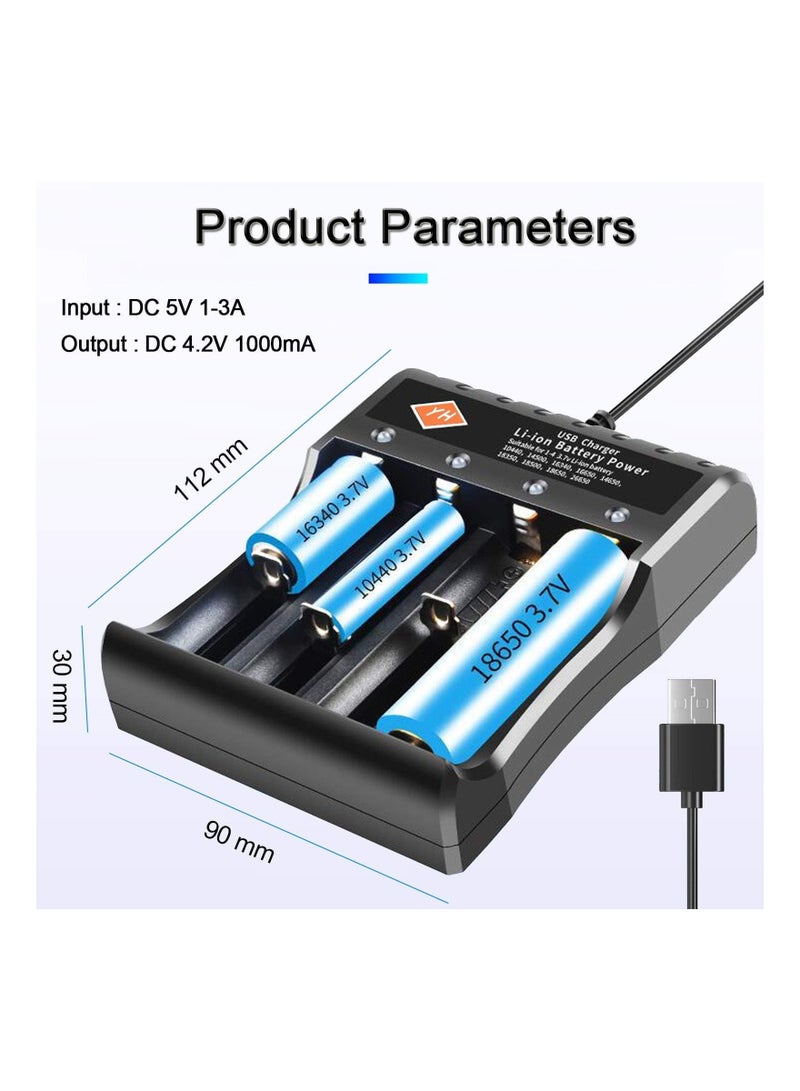 18650 Rechargeable Battery Charger 3.7V Lithium ion Battery Charger for Li-ion 18650,18500,10440,14500,16340,16650,14650,18350,26650 Battery