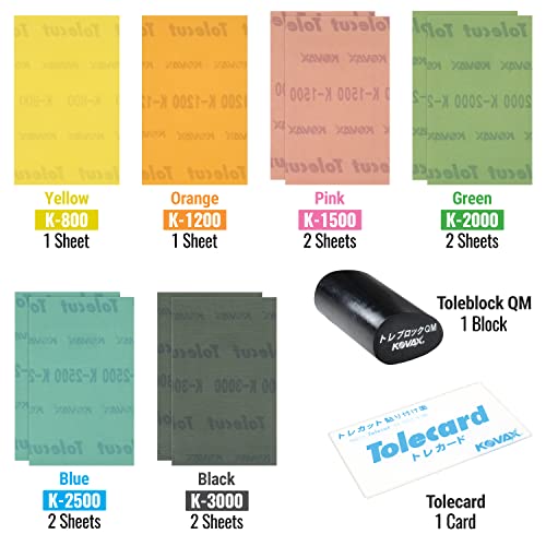 Eagle Abrasives Tolecut Starter Kit - Full Sheet QM, PSA Sanding Sheets for Nibs, Runs and Imperfections, SP9739, K800 - K3000, 10 Sheets + 1 Toleblock + 1 Tolecard - Image 2