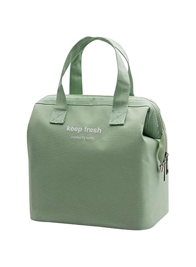 HOOKOR Insulated Lunch Bag Simple Bento Cooler Bag Lunch Tote Bag for Lunch Box for Women Men Adult Picnic Working Hiking Beach (Green) - Image 1