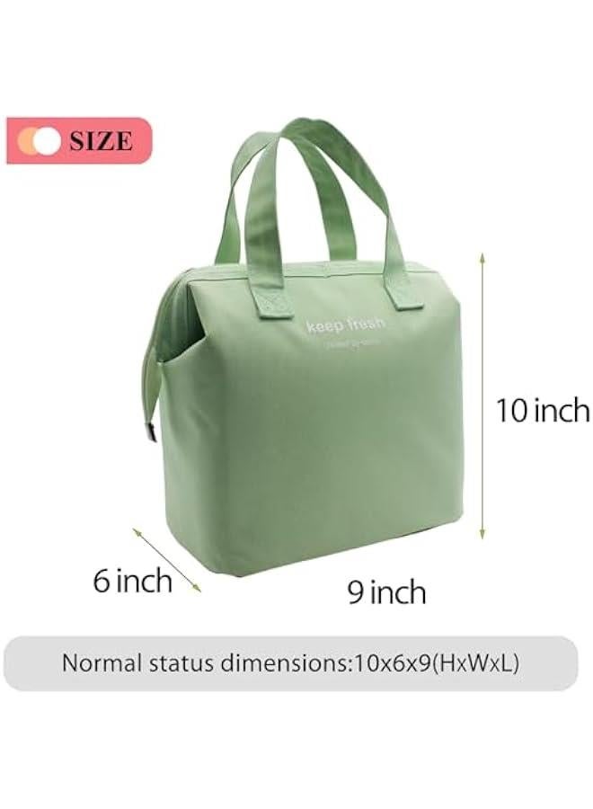 HOOKOR Insulated Lunch Bag Simple Bento Cooler Bag Lunch Tote Bag for Lunch Box for Women Men Adult Picnic Working Hiking Beach (Green) - Image 4