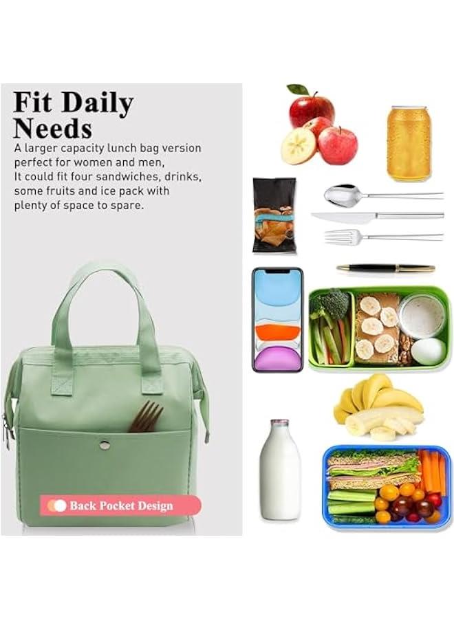 HOOKOR Insulated Lunch Bag Simple Bento Cooler Bag Lunch Tote Bag for Lunch Box for Women Men Adult Picnic Working Hiking Beach (Green) - Image 5