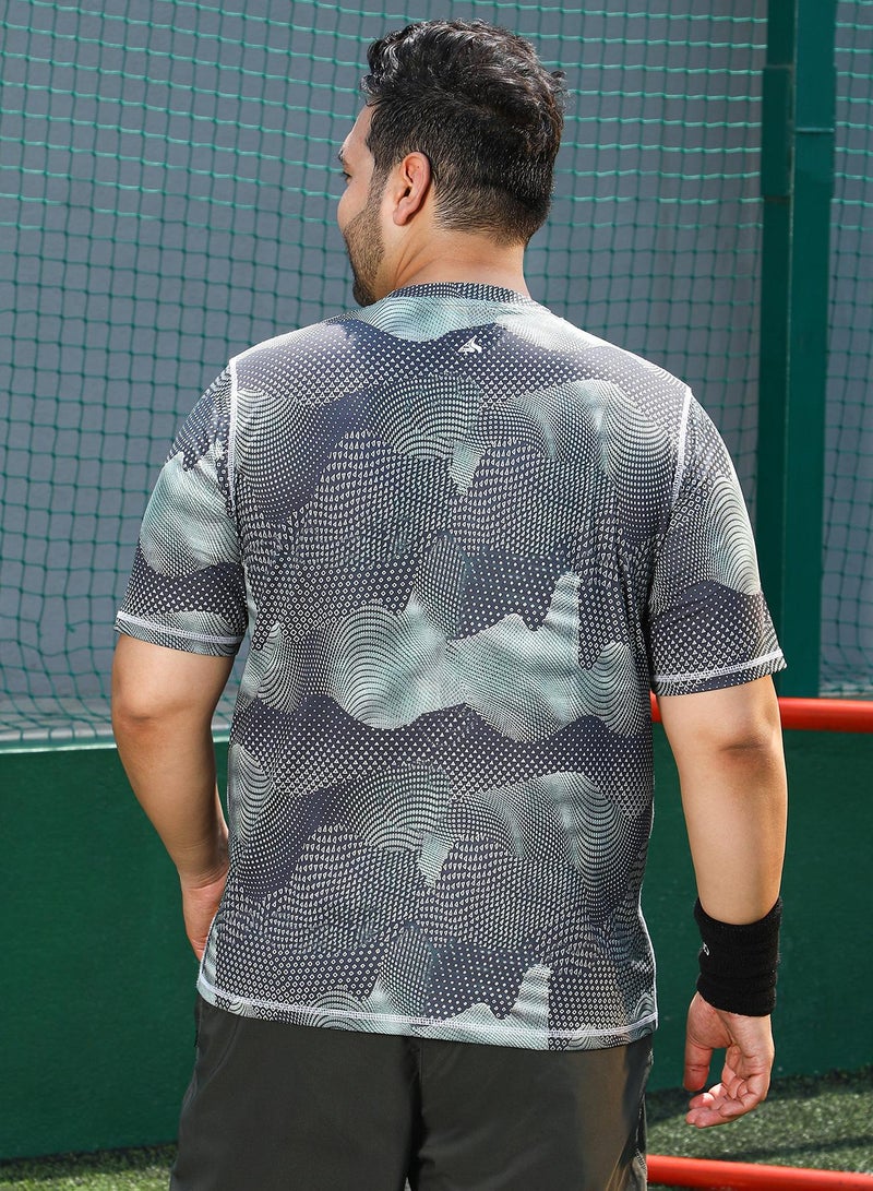 Instafab Plus Instafab Plus Men's Moon Grey Abstract-Motif Activewear T-Shirt For Casual Wear | Crew Neck | Short Sleeves | Plus Size Jersey T-Shirt Crafted With Comfort Fit For Everyday Wear  - Image 5