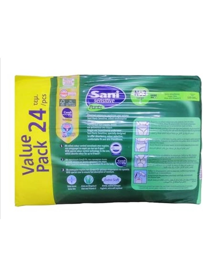 Sani Sensitive Sani Adult Diapers Shorts - Value Pack of 24 - Size L - Comfort and High Absorbency for Maximum Protection - Image 1