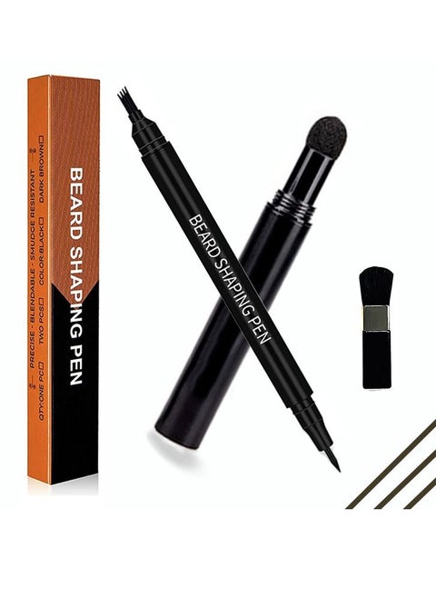Waterproof Double Headed Beard Filling Pen Set Dark Brown