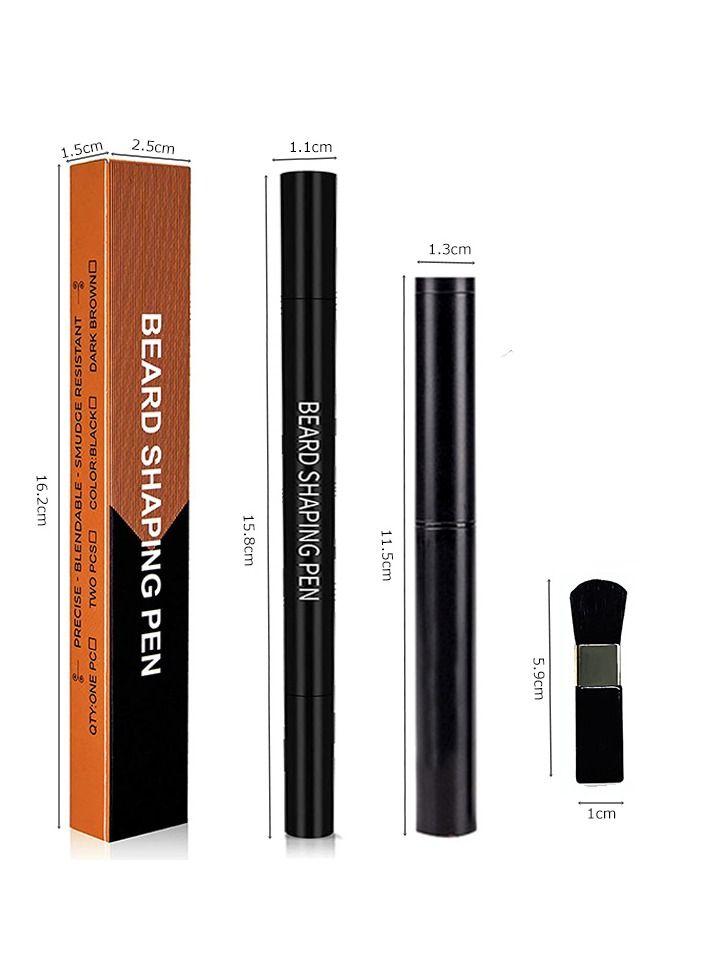 Waterproof Double Headed Beard Filling Pen Set Dark Brown