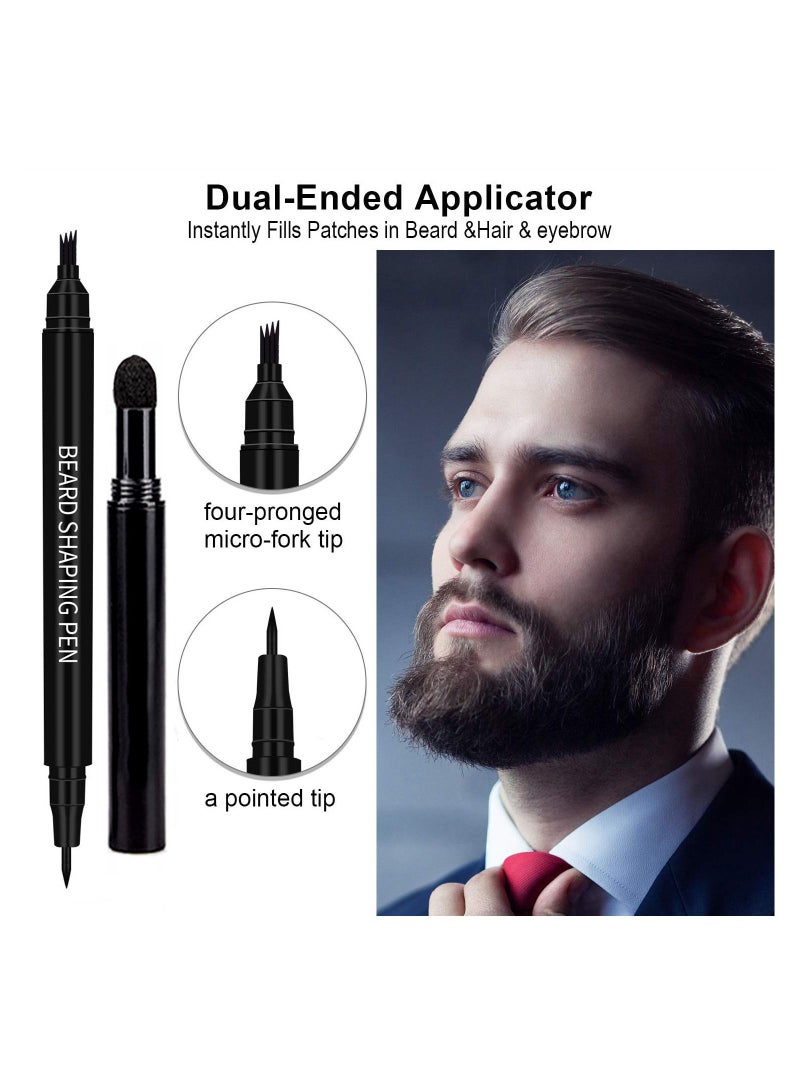Waterproof Double Headed Beard Filling Pen Set Dark Brown