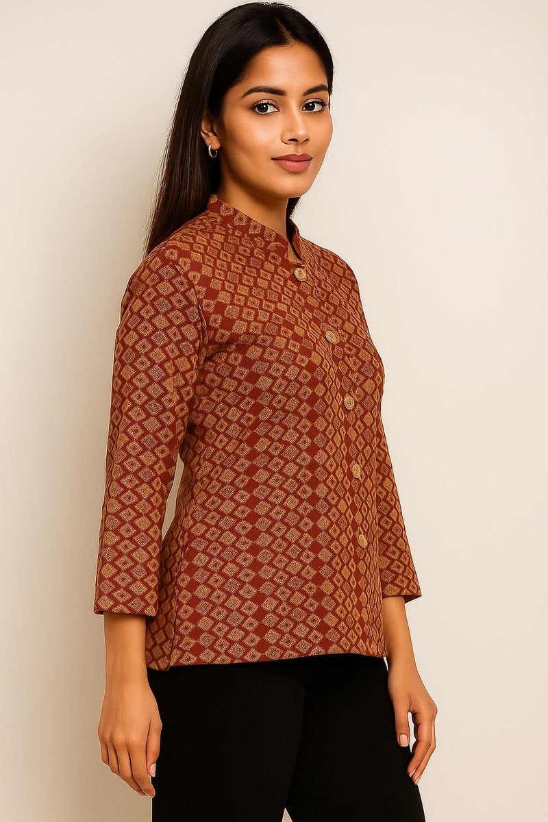 Pivl Womens Winter Season Ban Neck Full Sleeves Sweater/Cardigan-Maroon-M - Image 2