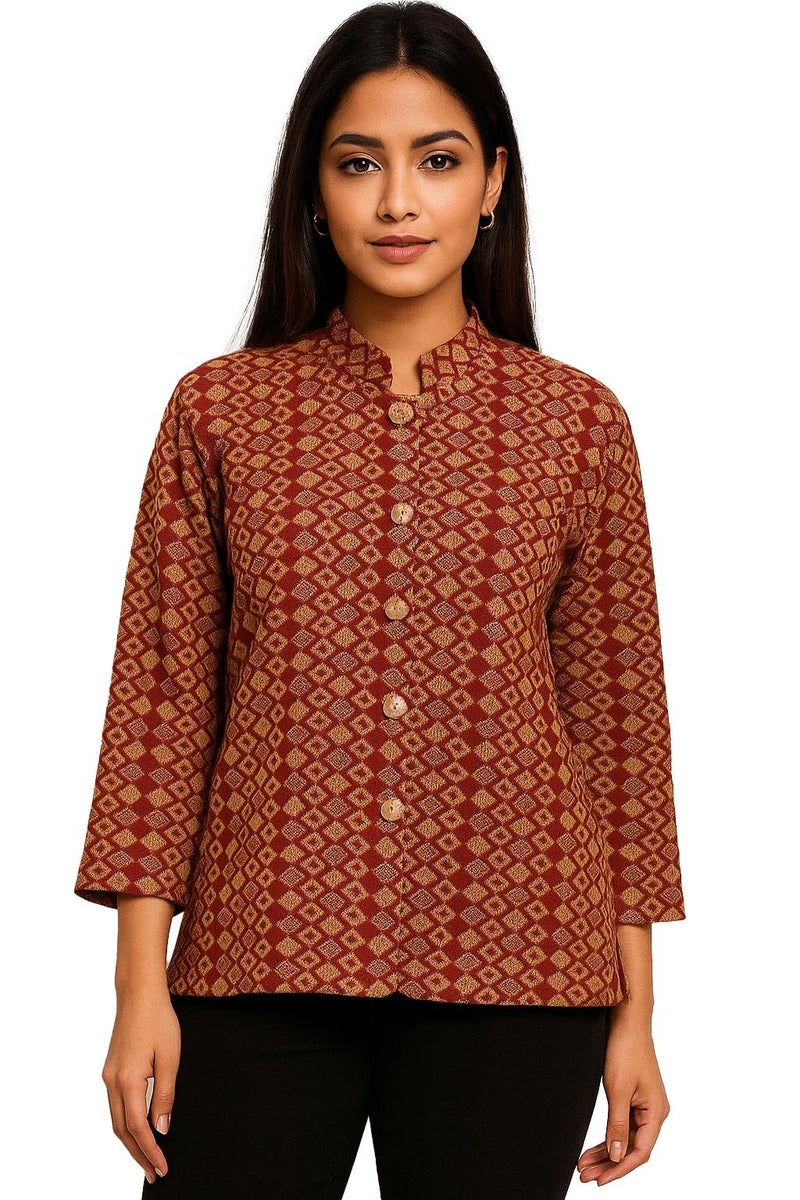 Pivl Womens Winter Season Ban Neck Full Sleeves Sweater/Cardigan-Maroon-M - Image 1