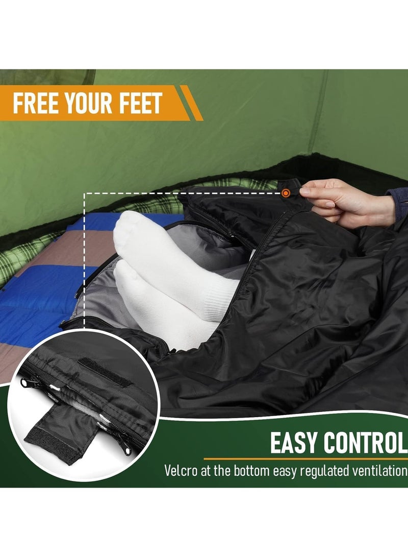 Camping Sleeping Bag for Adults with Zipper Holes Sleeping Bags Winter Cold Weather Kids Sleeping Bag for Camping Hiking Outdoor Travel Lightweight Waterproof Splicable 220*150CM - Image 2