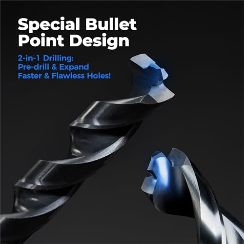 toolant Cobalt Drill Bit Set for Metal and Steel (Pro), Titanium Aluminum Nitride Coated (TiAlN) with Bullet Point Tip, for Hardened Metal, Stainless Steel, 21pcs 1/16"-1/2" - Image 3