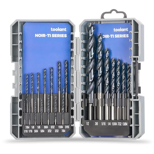 toolant Cobalt Drill Bit Set for Metal and Steel (Pro), Titanium Aluminum Nitride Coated (TiAlN) with Bullet Point Tip, for Hardened Metal, Stainless Steel, 21pcs 1/16"-1/2" - Image 1