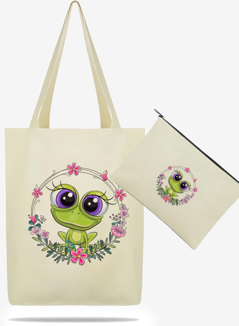 MADASOUQ Tote Bag + Makeup Bag With Trendy Design  - Image 2
