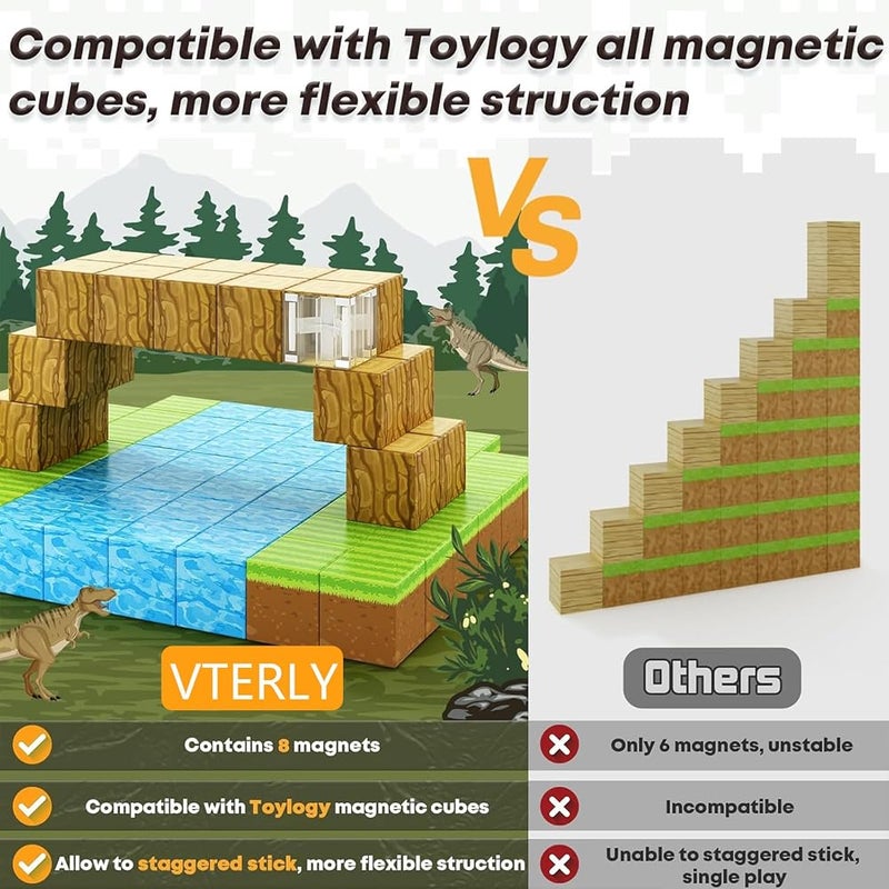VTERLY Magnetic Blocks, 100PCS Game-Based Magnets Cubes, Magnetic Building Blocks STEM Montessori Sensory Toys for 6+ Year Old Boys Girls Birthday for Kids - Image 3