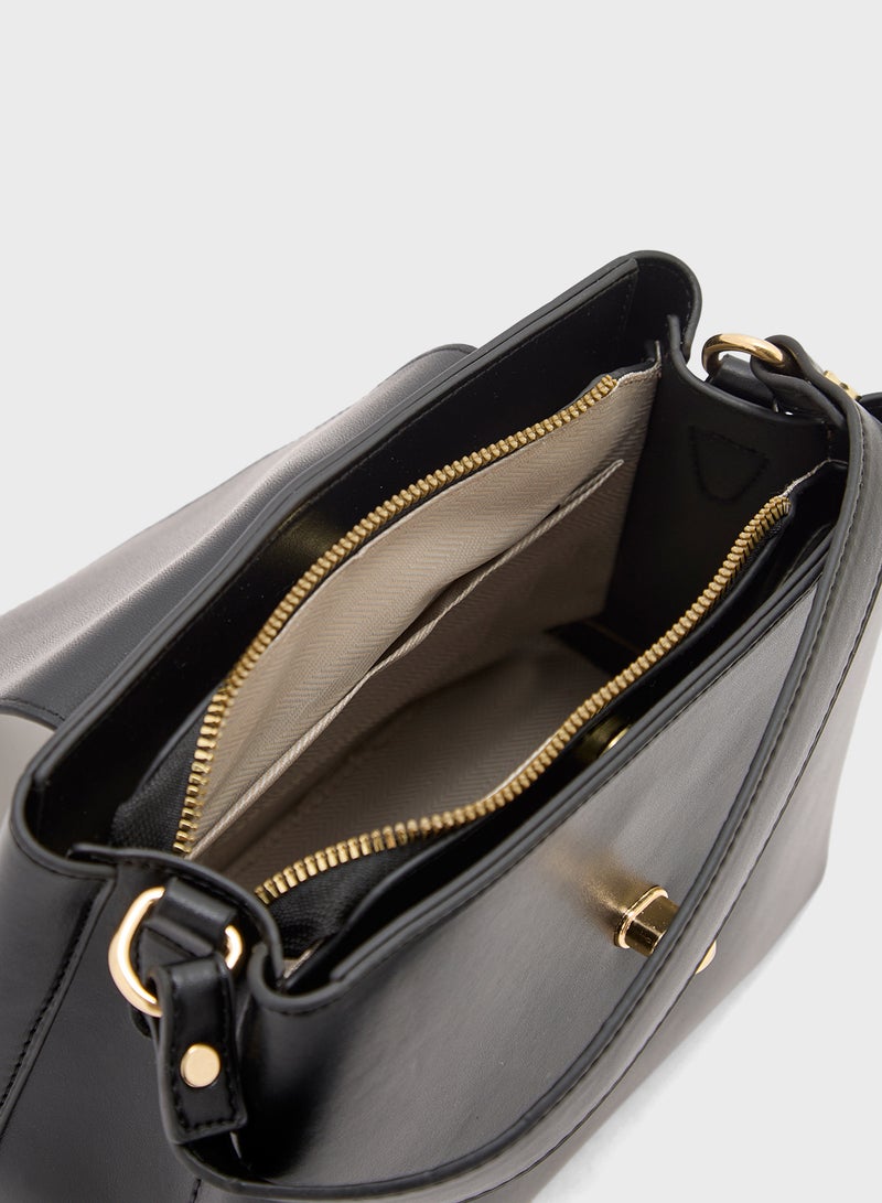 ELLA Minimalist Metal Trim Satchel Bag - Image 5
