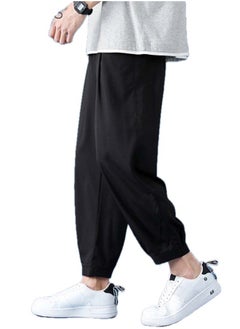 roaiss Men's Lightweight Ice Silk Casual Pants Soft And Smooth Elastic Sports Pants Quick Drying Ankle Tightening Sun Protection Pants  - Image 1