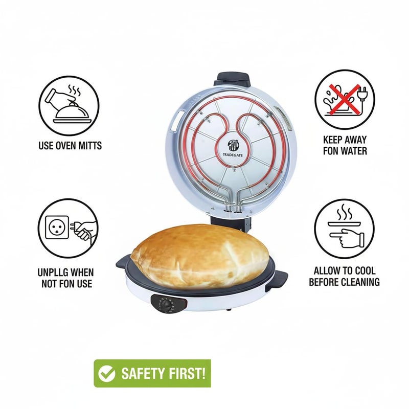 صانعة روتي وبيتزا كهربائية، صانعة تورتيلا 45 سم، تحكم قابل للتعديل في درجة الحرارة، صفيحة تسخين غير لاصقة 2600 واط، تحكم في درجة الحرارة - Image 4