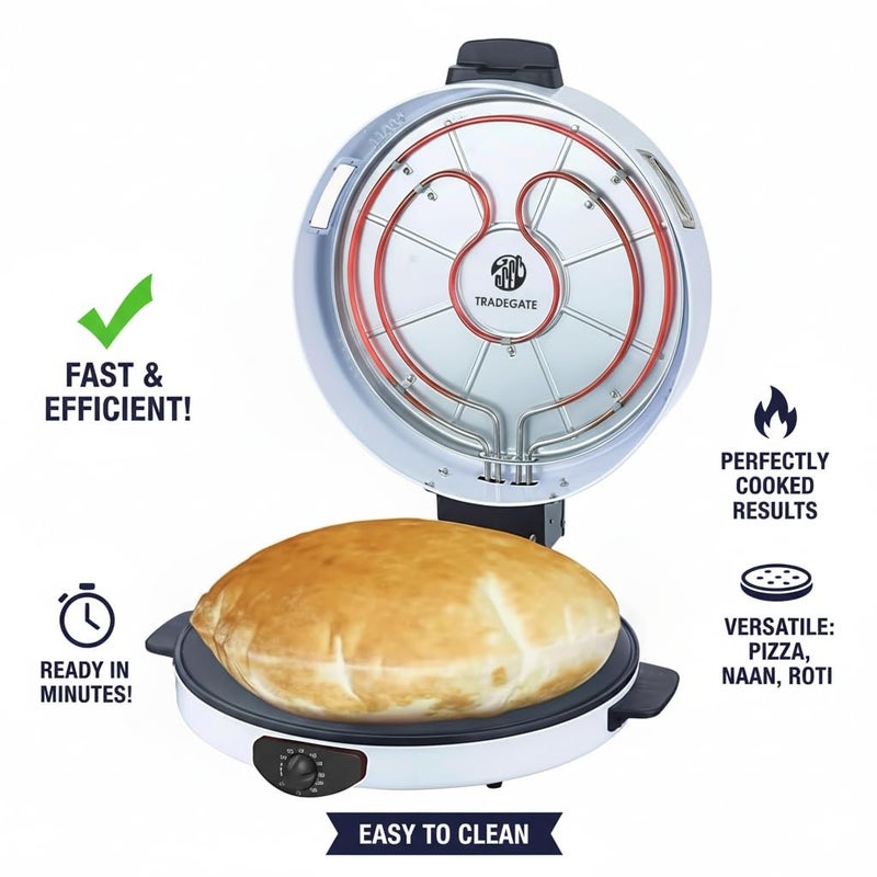 صانعة روتي وبيتزا كهربائية، صانعة تورتيلا 45 سم، تحكم قابل للتعديل في درجة الحرارة، صفيحة تسخين غير لاصقة 2600 واط، تحكم في درجة الحرارة - Image 5