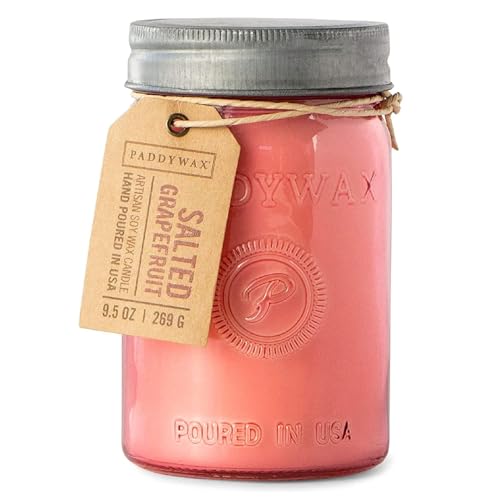 Paddywax Scented Candles Relish Collection Soy Wax Artisan Candle in Glass Jar with Lid, 9.5-Ounce, Salted Grapefruit - Image 1
