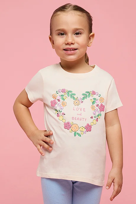أر أند بي Printed T-Shirt with Crew Neck and Short Sleeves