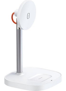 2in1 15W Magsafe iPhone Compatible Air Pods Wireless Charging Stand White CH-7340