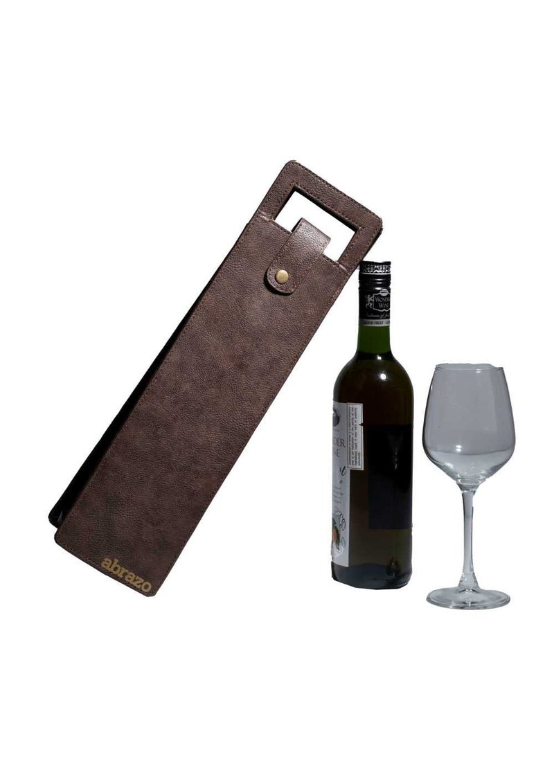abrazo abrazo Faux Leather Wine Bottle Holder Wine Gift Bag HotCold Container CoverCase Bag Bottle Carry Bag Brown  - Image 1