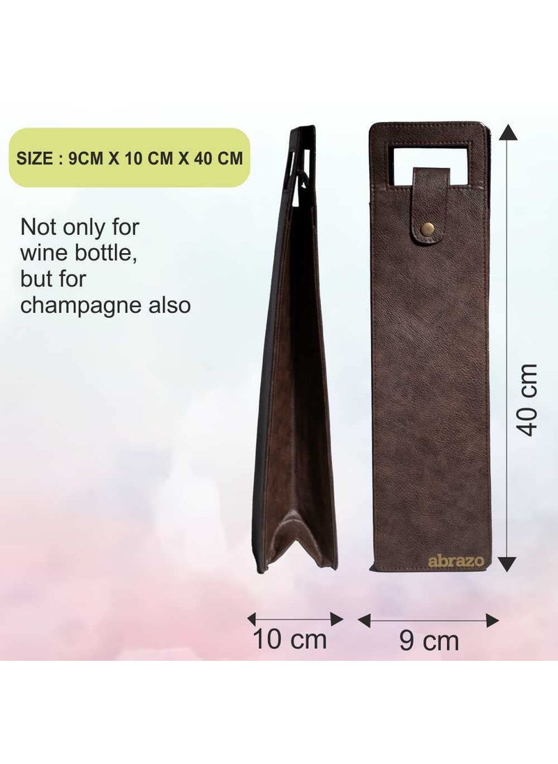 abrazo abrazo Faux Leather Wine Bottle Holder Wine Gift Bag HotCold Container CoverCase Bag Bottle Carry Bag Brown  - Image 5