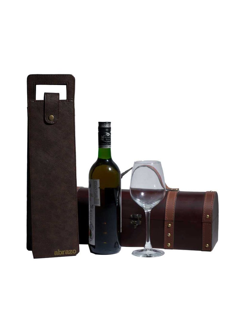 abrazo abrazo Faux Leather Wine Bottle Holder Wine Gift Bag HotCold Container CoverCase Bag Bottle Carry Bag Brown  - Image 4