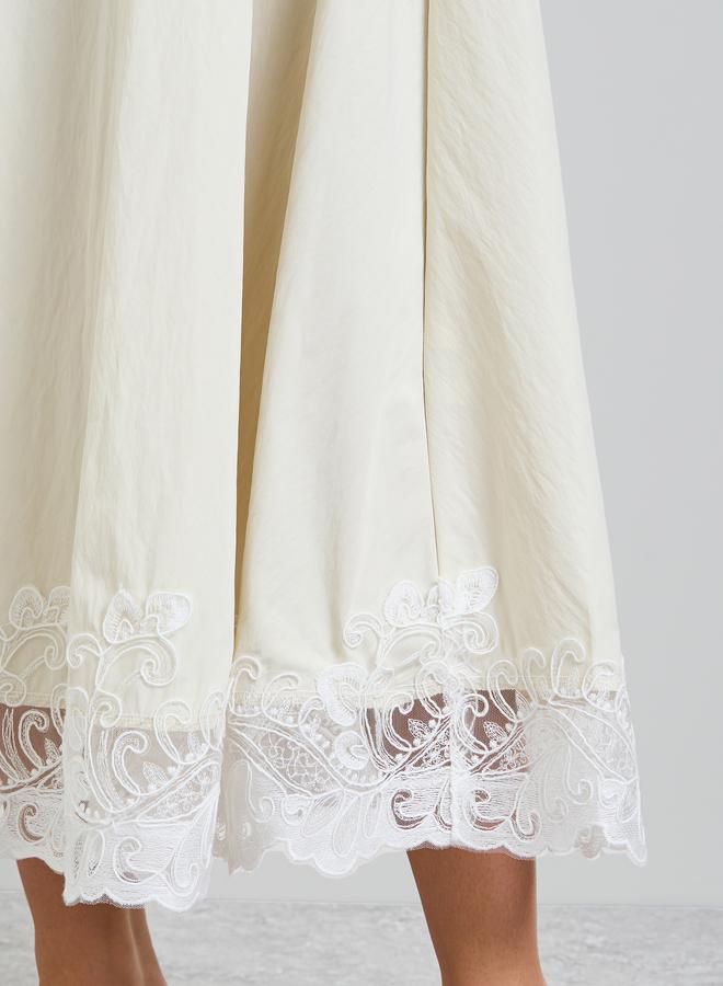 Styli Cream Lace Hem Sleeveless A-Line Maxi Dress - Image 5
