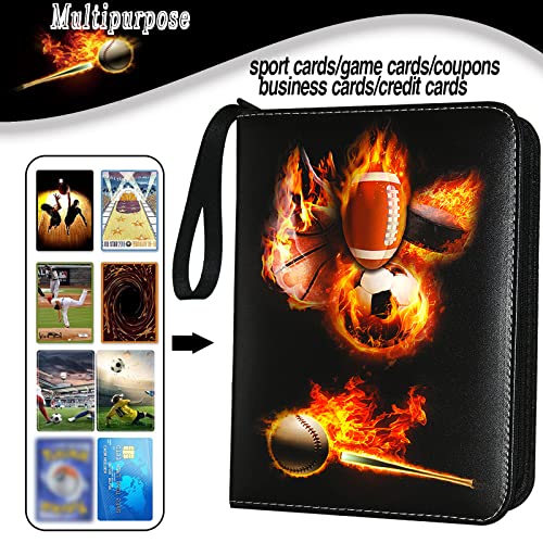 Rmannke Sports Card Binder 900 Pockets, Trading Card Binder 9 Pocket with 50 Sleeves Fits 900 Sport Cards, Sports Card Holder with Zipper, Football Baseball Basketball Hockey Card Collection Storage Album - Image 5