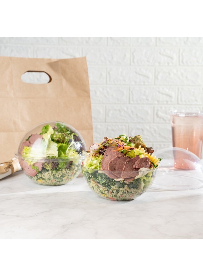 Restaurantware Thermo Tek 28 Ounce Salad Containers With Lids, 500 Sphere To Go Bowls With Lids - Airtight Dome Lids, Lightweight, Clear Plastic Disposable Salad Bowls With Lids, Keep Food Fresh,  - Image 3
