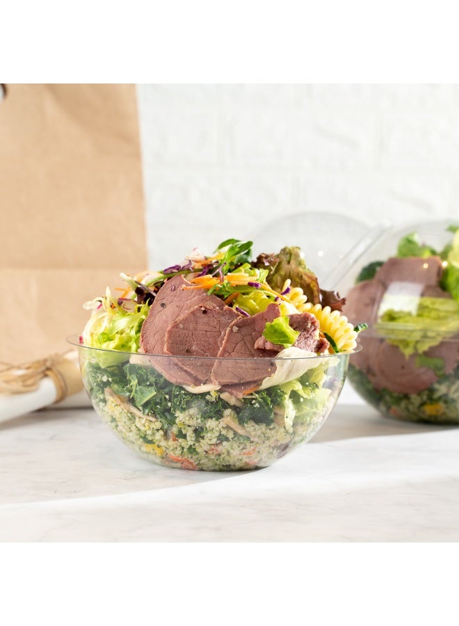 Restaurantware Thermo Tek 28 Ounce Salad Containers With Lids, 500 Sphere To Go Bowls With Lids - Airtight Dome Lids, Lightweight, Clear Plastic Disposable Salad Bowls With Lids, Keep Food Fresh,  - Image 5
