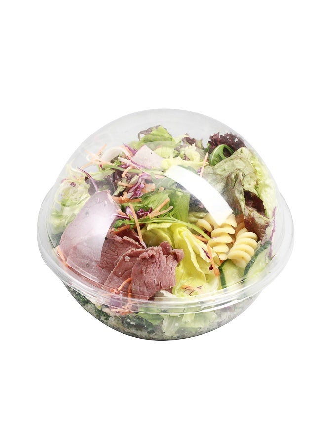 Restaurantware Thermo Tek 28 Ounce Salad Containers With Lids, 500 Sphere To Go Bowls With Lids - Airtight Dome Lids, Lightweight, Clear Plastic Disposable Salad Bowls With Lids, Keep Food Fresh,  - Image 2