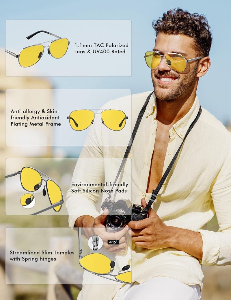 LUENX Aviator Sunglasses for Men Women Polarized - UV400 Protection, Stylish Shades, Driving, Outdoor Activities - Image 4