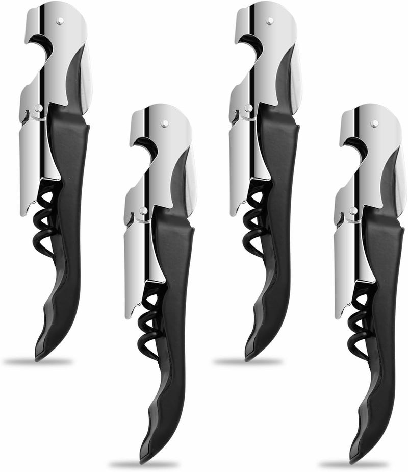 Iktu Corkscrew - Stainless Steel Wine Opener With Foil Cutter, Double Hinged Cork Screw Bottle Opener, Professional Bar Accessories Key for Servers (1 Piece) - Image 1