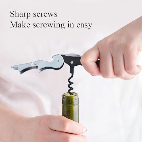 Iktu Corkscrew - Stainless Steel Wine Opener With Foil Cutter, Double Hinged Cork Screw Bottle Opener, Professional Bar Accessories Key for Servers (1 Piece) - Image 5