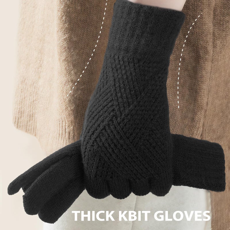 Tavaleu Womens Winter Gloves - Gloves for Women Cold Weather, Warm Touch Screen Fleece Lined Glove, Elastic Cuff Knit Glove - Image 3
