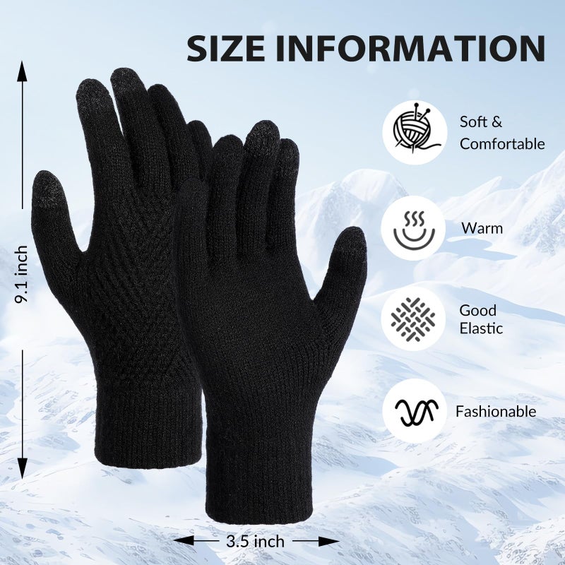 Tavaleu Womens Winter Gloves - Gloves for Women Cold Weather, Warm Touch Screen Fleece Lined Glove, Elastic Cuff Knit Glove - Image 4