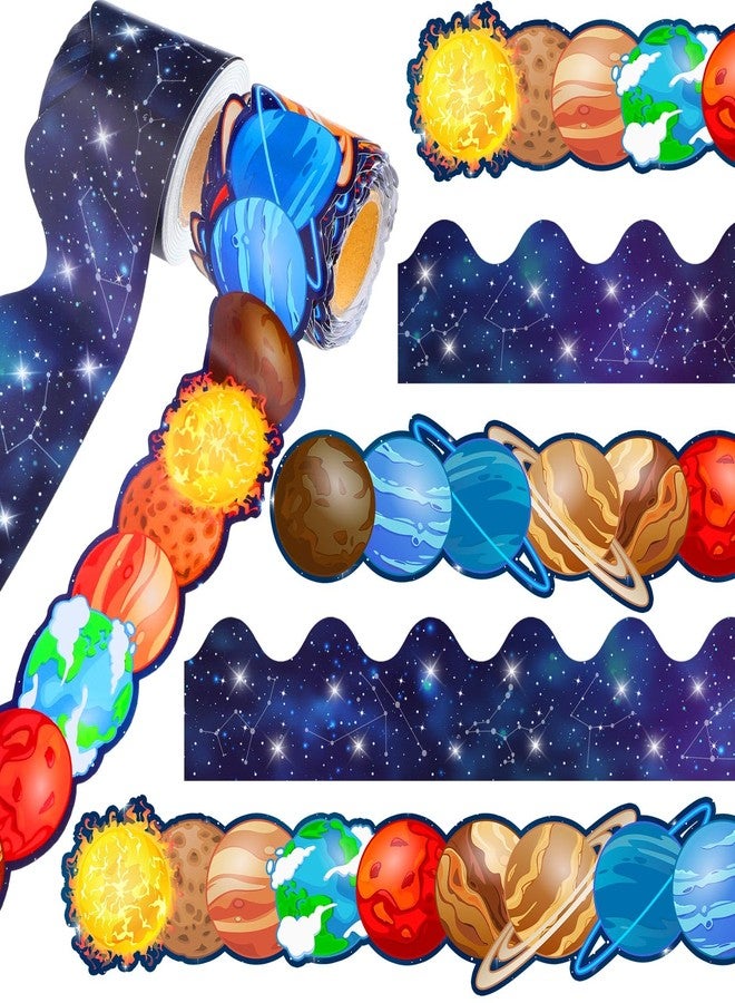 Trandraft 2 Rolls 65.6ft Space Bulletin Board Decorations Solar System Bulletin Board Borders Strips Space Classroom Decor Galaxy Back to School Trim Borders for Home Office - Image 1